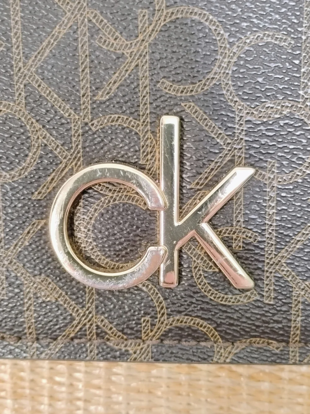 Calvin Klein Monogram‎ Straw Flap Backpack Purse Bag See Photos O